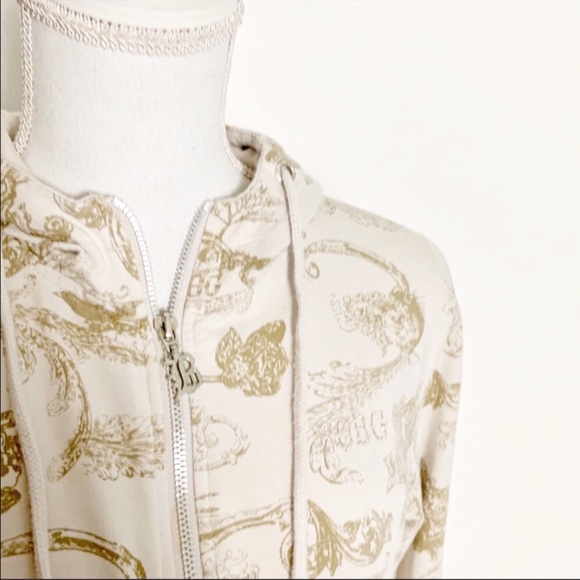 -BCBGMAXAZRIA-Vintage Print Cotton Hoodie-Large - Picture 2 of 5